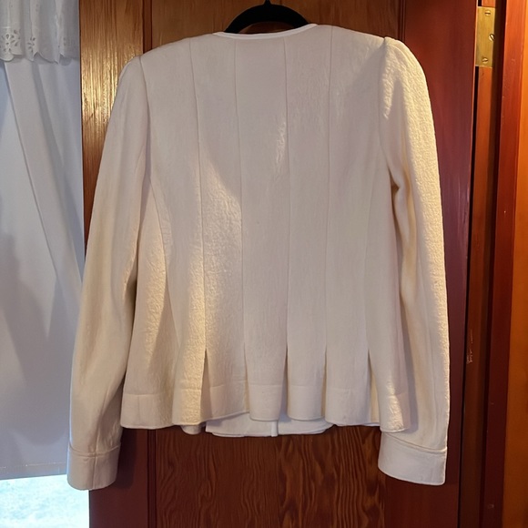 Elevenses Francie wool cream pleated blazer jacket with peplum design size 4 - Picture 2 of 3
